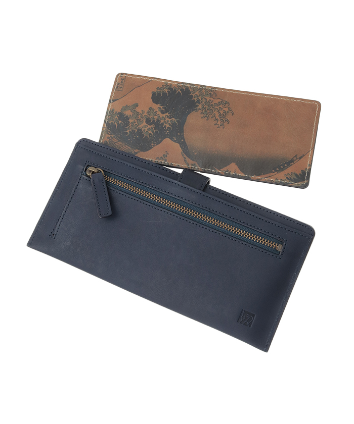 葛飾北斎 長財布カードケース付き 詳細画像 ネイビー 9